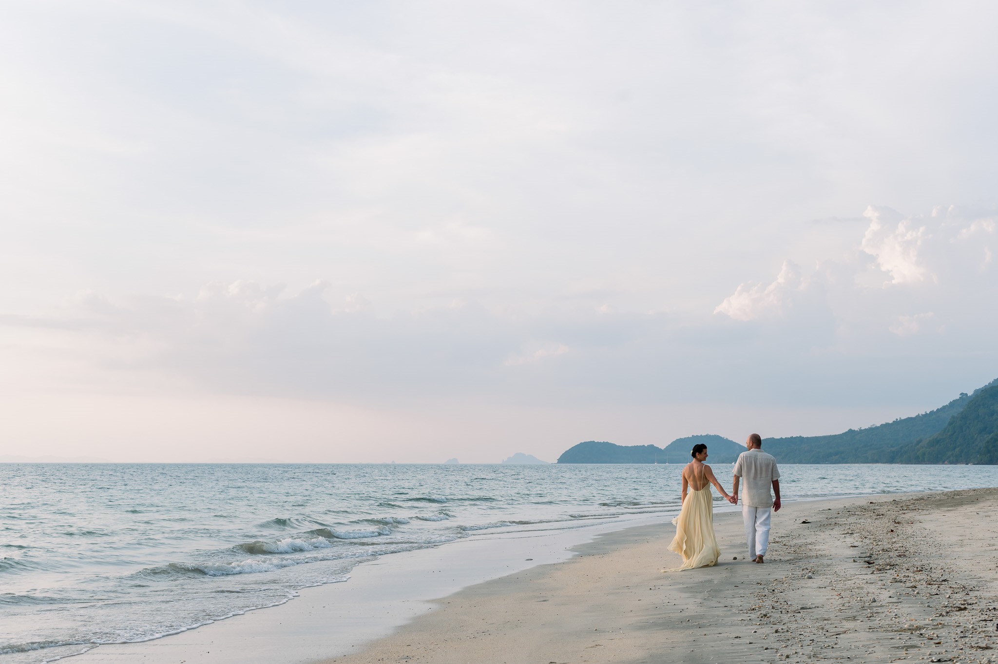 Wedding Couple Walking on Beach